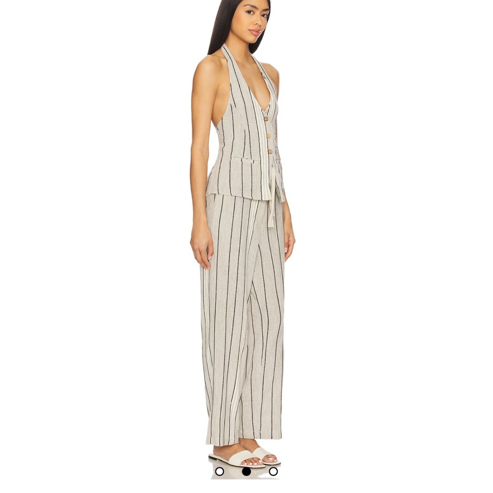 Free People Black and White Striped Jumpsuit